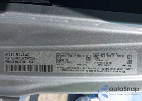 2021 Jeep Wrangler 4Xe Unlimited Sahara 4X4 z USA, uszkodzony, nr VIN 1C4JJXP63MW742836